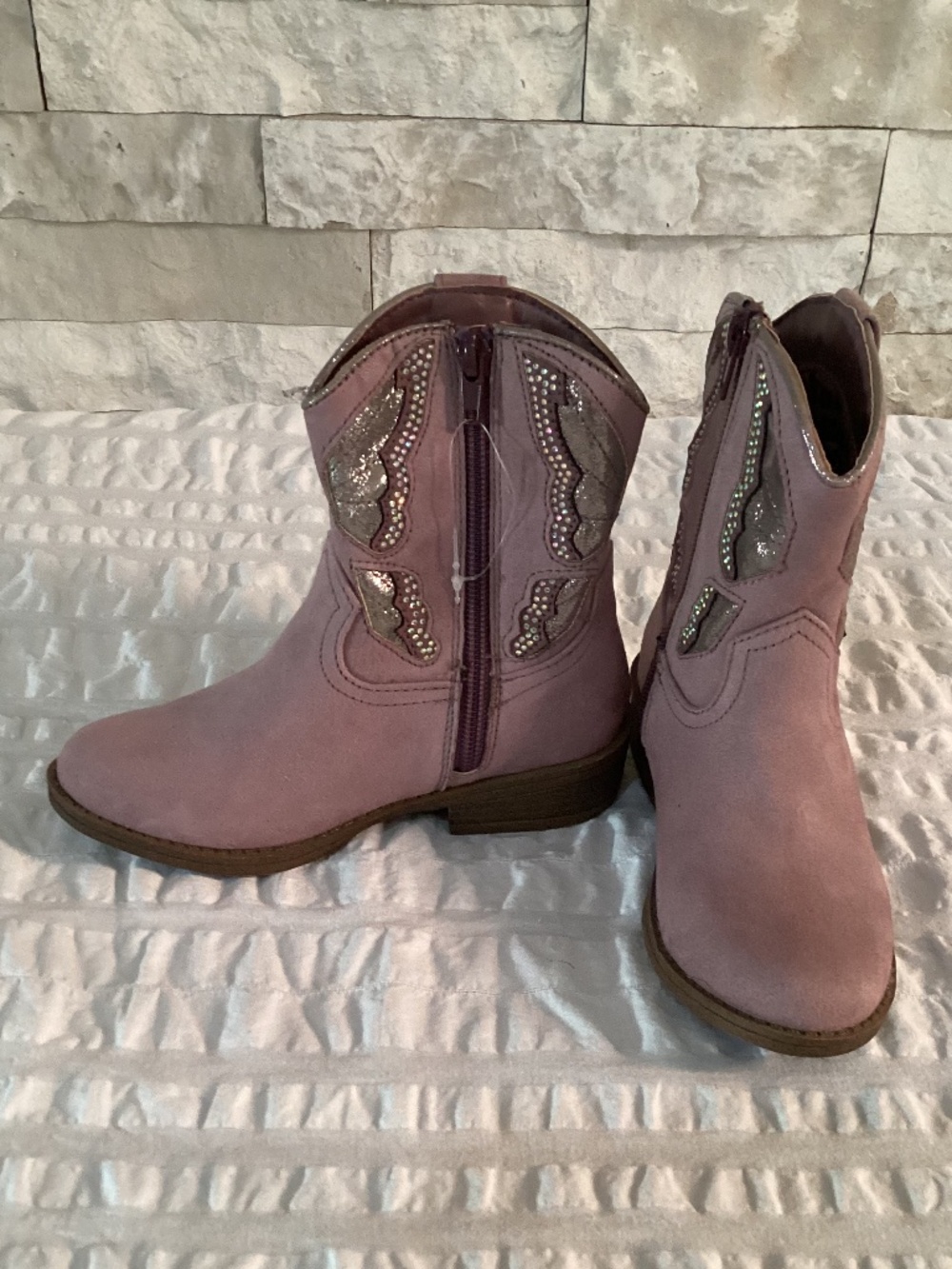 Steve Madden Kids Butterfly Cowboy Boots Size 12 Purple Suede Rhinestone NWOT